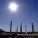 Hot sun, ancient columns at Persepolis in Iran